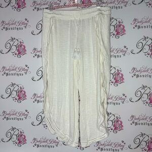 Pants open sides flowy boho cream white crochet opening on each side sexy cute